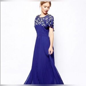 ASOS Petite Cobalt Blue Embroidered Maxi Dress